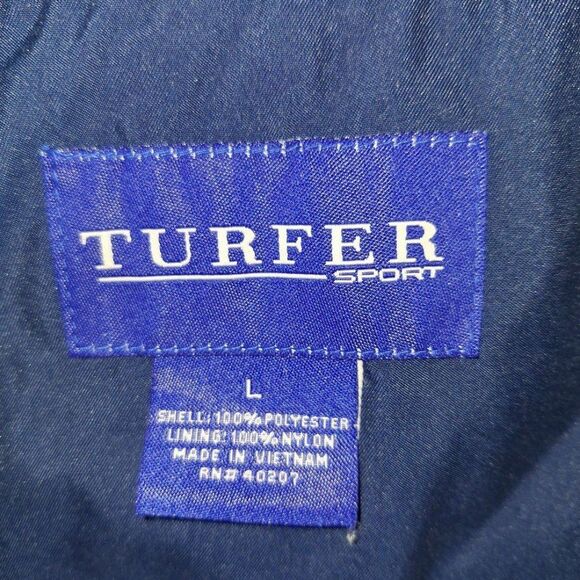 Turfer Light Tan with Navy Trim Golf Jacket with Zip off Sleeves Size Large - Picture 7 of 7